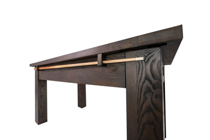 Legacy Billiards Baylor Bumper Pool Table in Whiskey Barrel Finish - Cue Holder Closeup