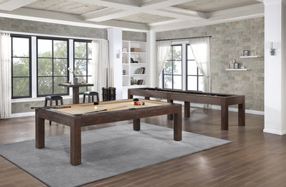 Legacy Billiards Baylor 12 Ft Shuffleboard and Pool Table in Whiskey Barrel Finish - Room Scene