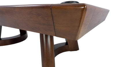 Legacy Billiards Caney Pool Table in Nutmeg Finish with Green Cloth - Corner Blind Closeup