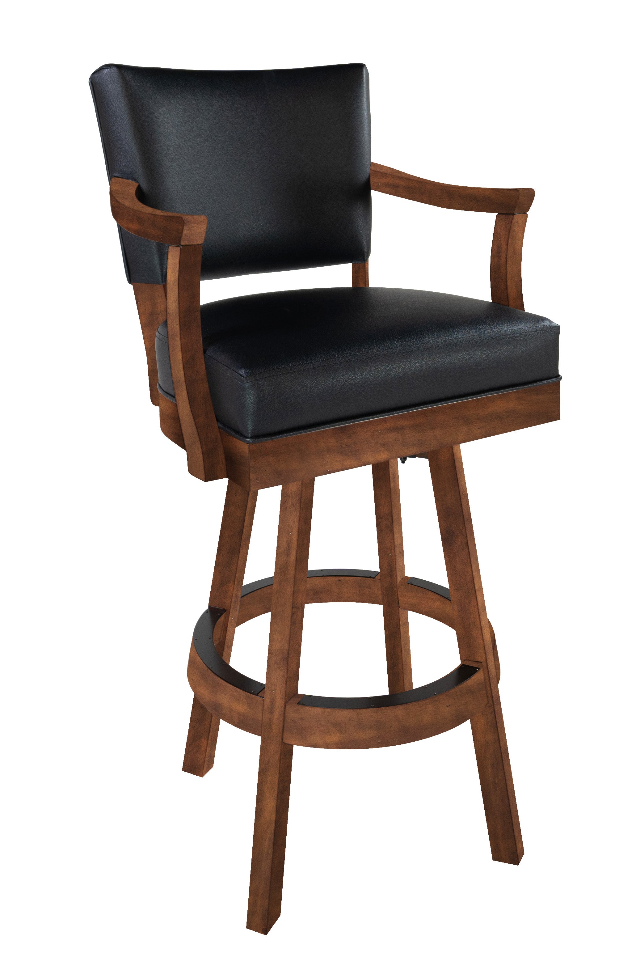 Legacy Billiards Classic Backed Barstool with Arms in Gunshot Finish - Primary Image