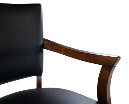 Legacy Billiards Classic Backed Barstool in Nutmeg Finish - Arm Closeup