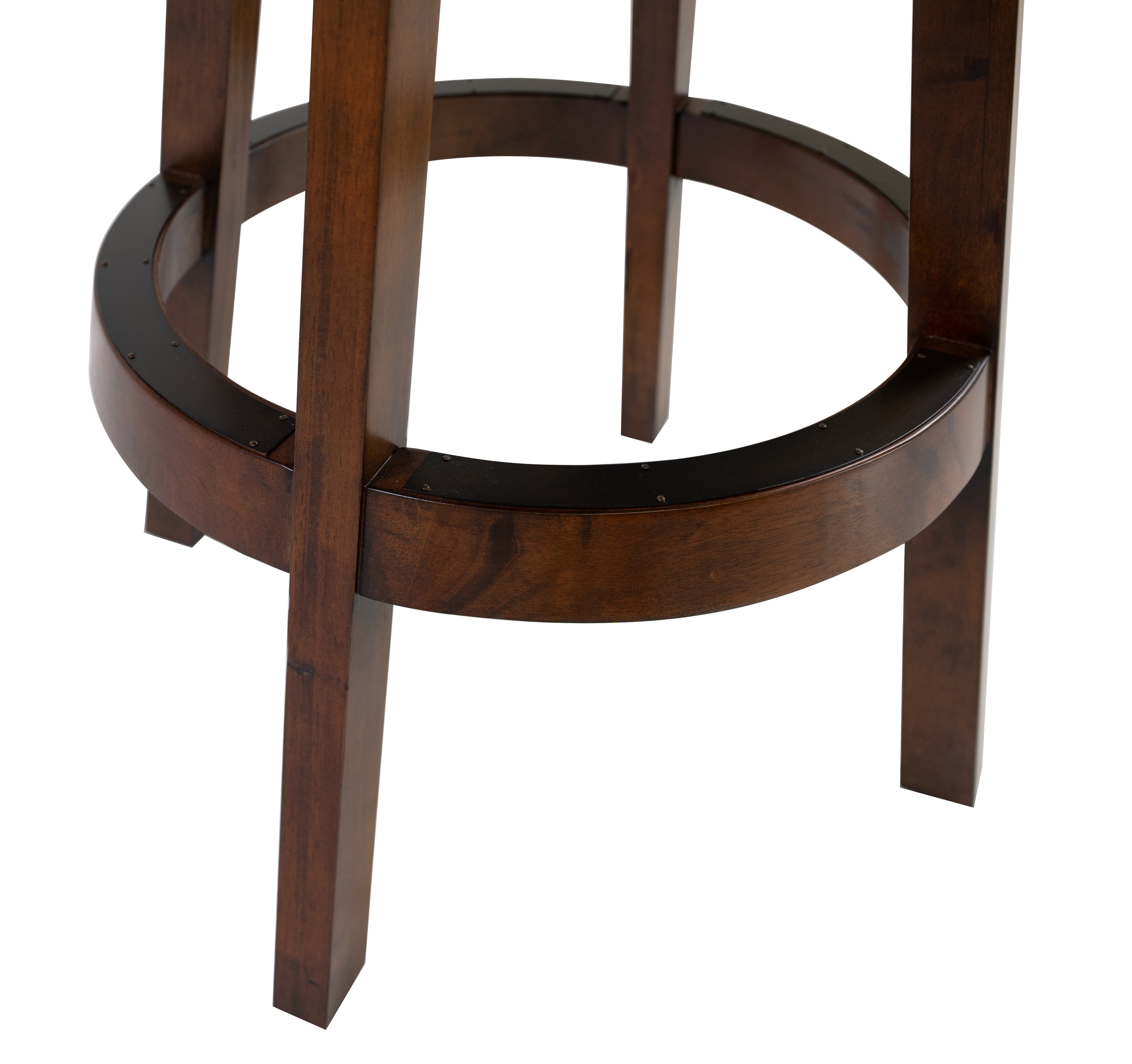 Legacy Billiards Classic Backed Barstool with Arms in Gunshot Finish Footrest Closeup