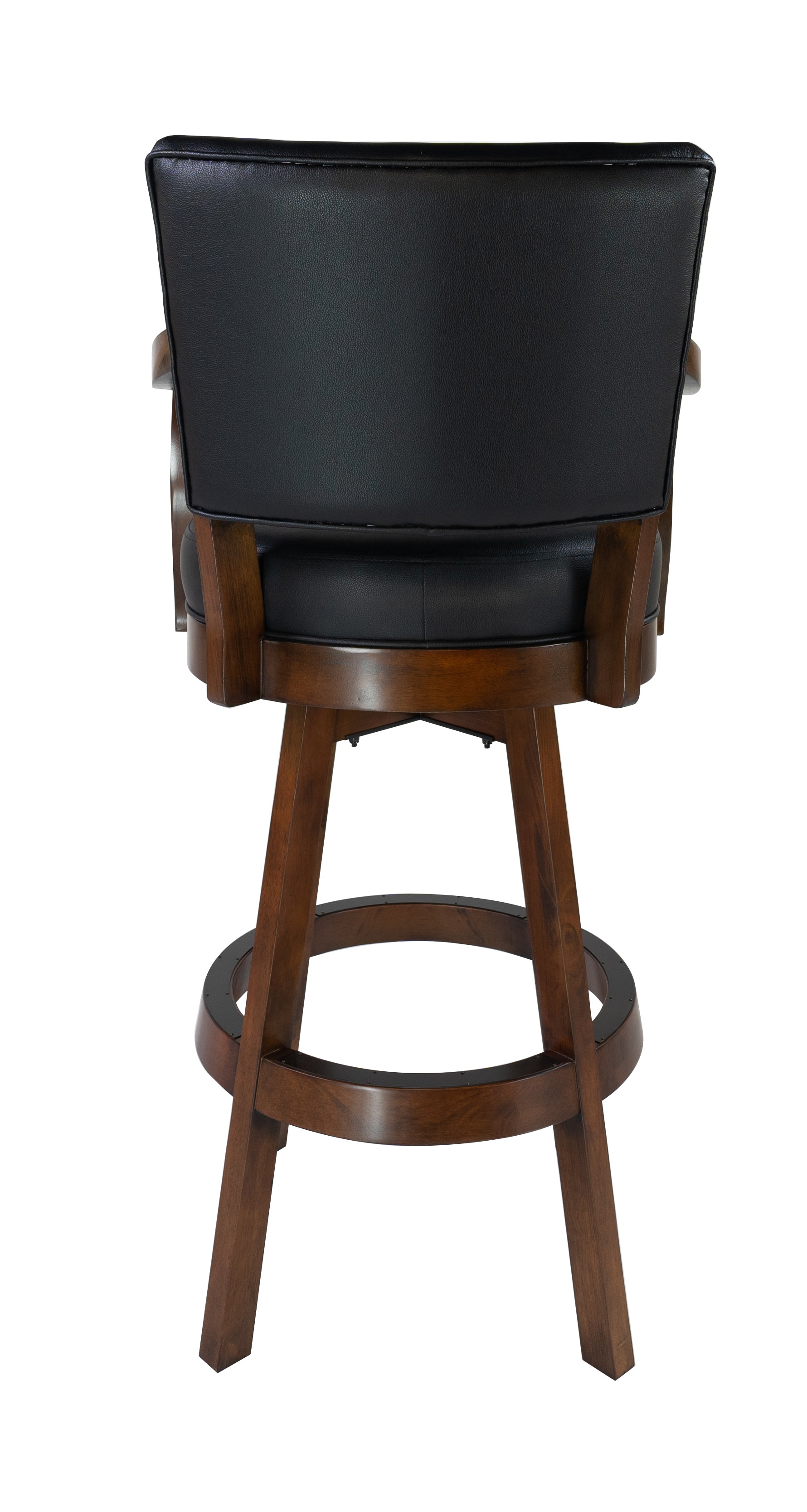 Legacy Billiards Classic Backed Barstool with Arms in Gunshot Finish Rear View