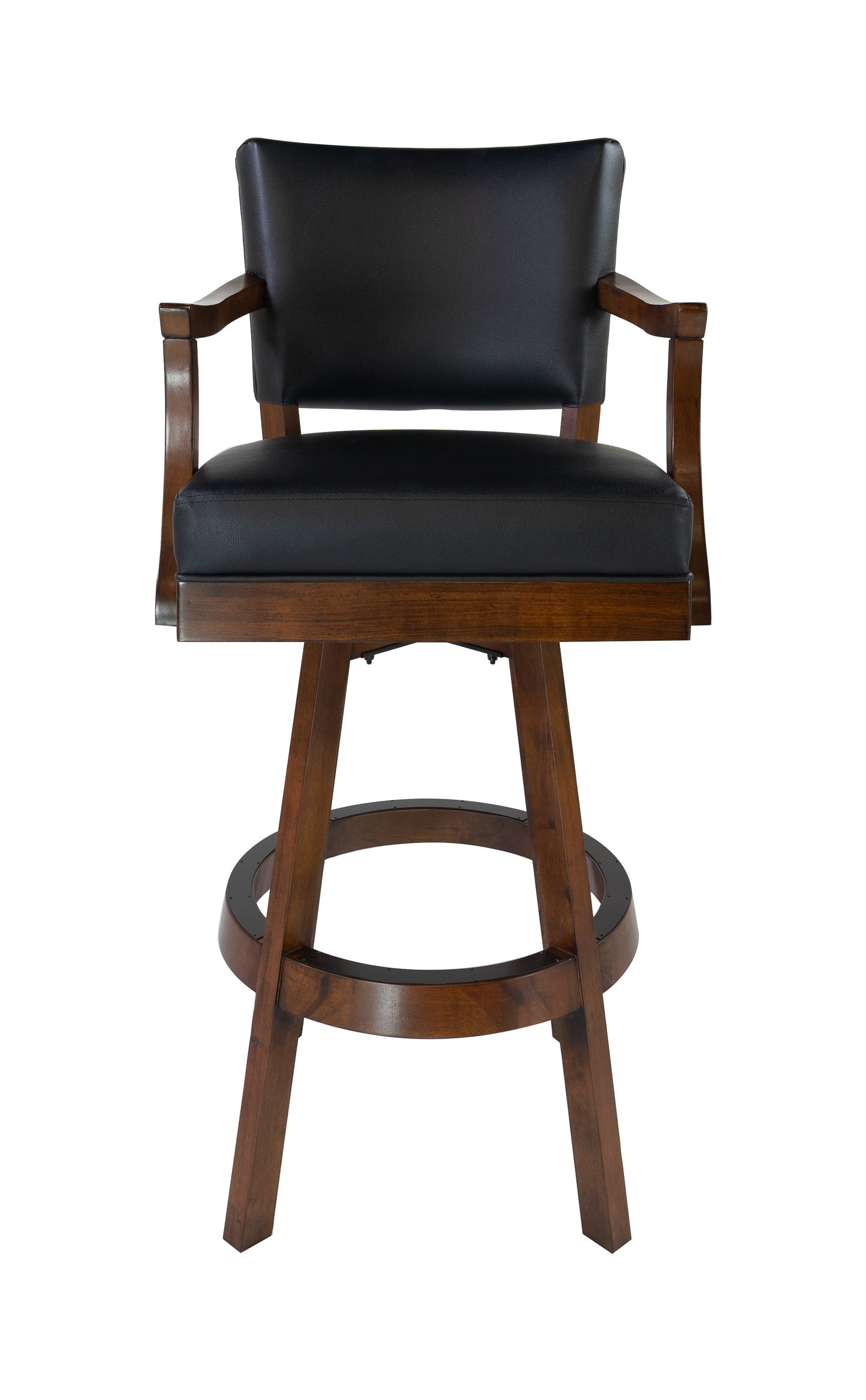 Legacy Billiards Classic Backed Barstool with Arms in Gunshot Finish Front View