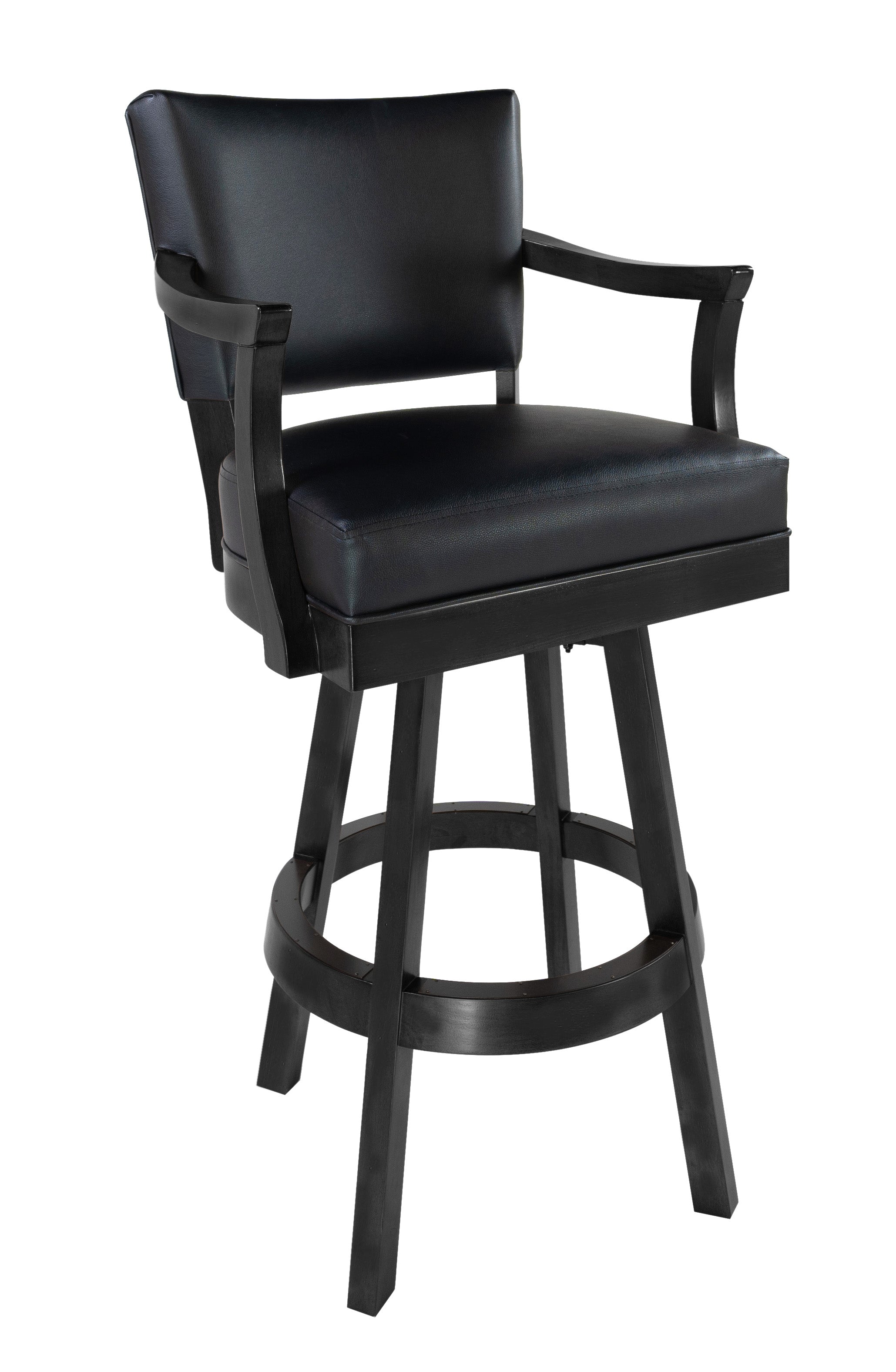 Legacy Billiards Classic Backed Barstool Straight Arm Design in Raven Finish