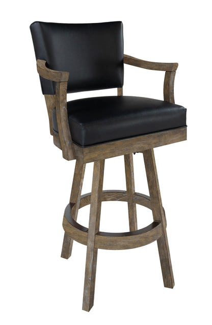 Legacy Billiards Classic Backed Barstool with Arms in Smoke Finish