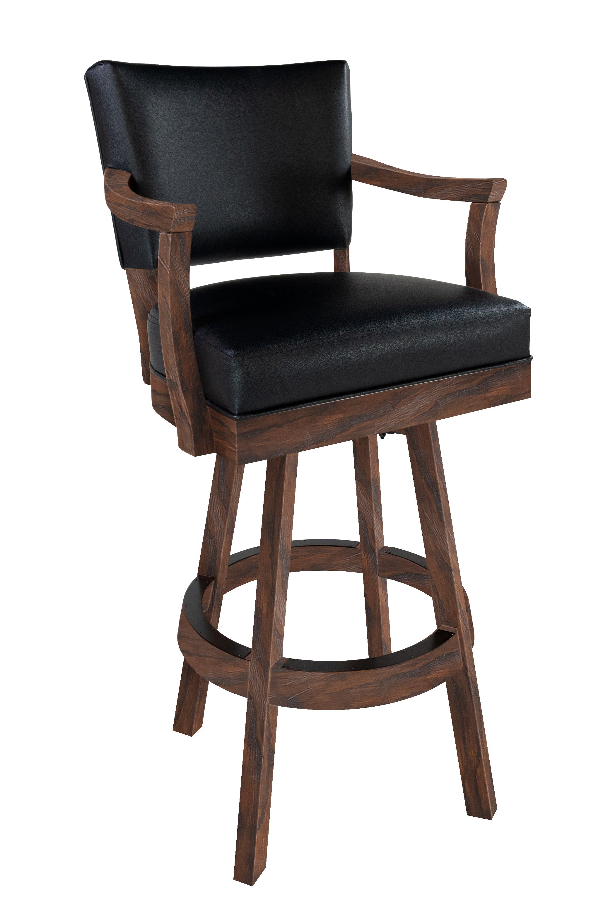 Legacy Billiards Classic Backed Barstool with Arms in Whiskey Barrel Finish 