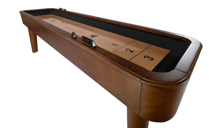 Legacy Billiards Collins 9 Ft Shuffleboard in Nutmeg Finish Angle Top View