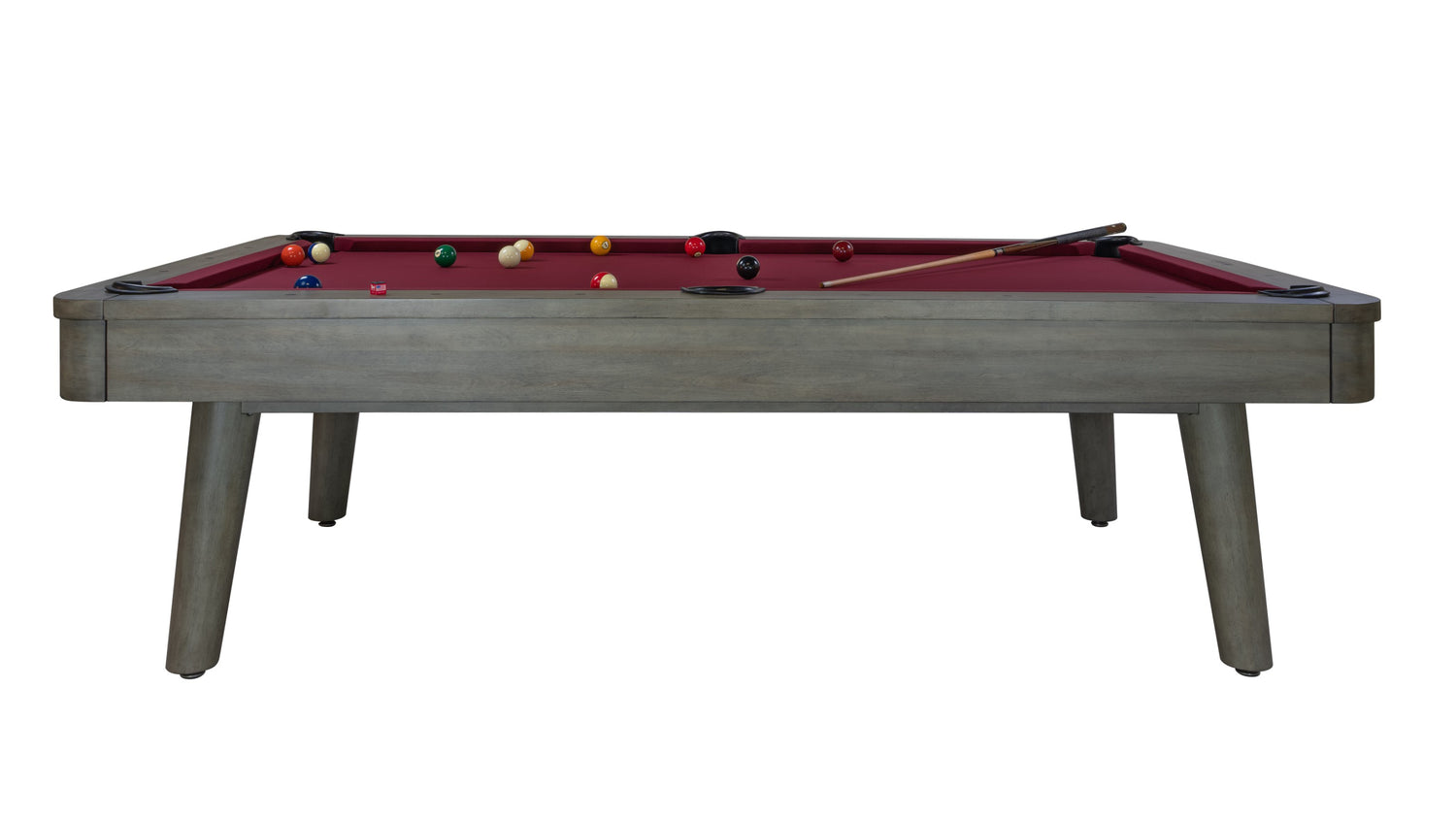 Legacy Billiards Collins Pool Table in Overcast Finish with Wine Cloth - Side View