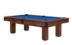 Legacy Billiards Colt II Pool Table in Nutmeg Finish with Euro Blue Cloth