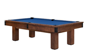 Legacy Billiards Colt II Pool Table in Nutmeg Finish with Euro Blue Cloth