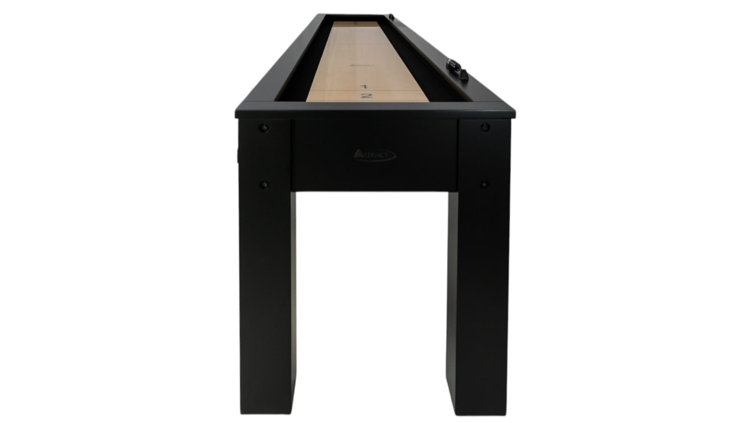 Legacy Billiards Colt 12 Foot Shuffleboard in Raven Finish - End View