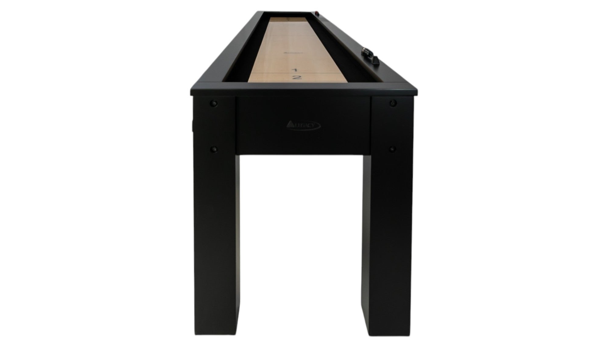 Legacy Billiards Colt 12 Foot Shuffleboard in Raven Finish - End View