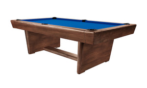Legacy Billiards Conasauga 8 Ft Pool Table in Nutmeg Finish with Euro Blue Cloth