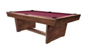 Legacy Billiards Conasauga 8 Ft Pool Table in Nutmeg Finish with Wine Cloth