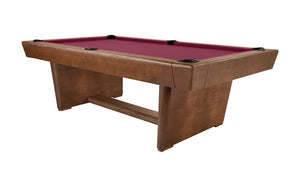 Legacy Billiards Conasauga 8 Ft Pool Table in Walnut Finish with Wine Cloth