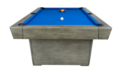 Legacy Billiards Conasauga 8 Ft Pool Table in Overcast Finish with Euro Blue Cloth with Racked Pool Balls