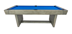 Legacy Billiards Conasauga 8 Ft Pool Table in Overcast Finish with Euro Blue Cloth Side View