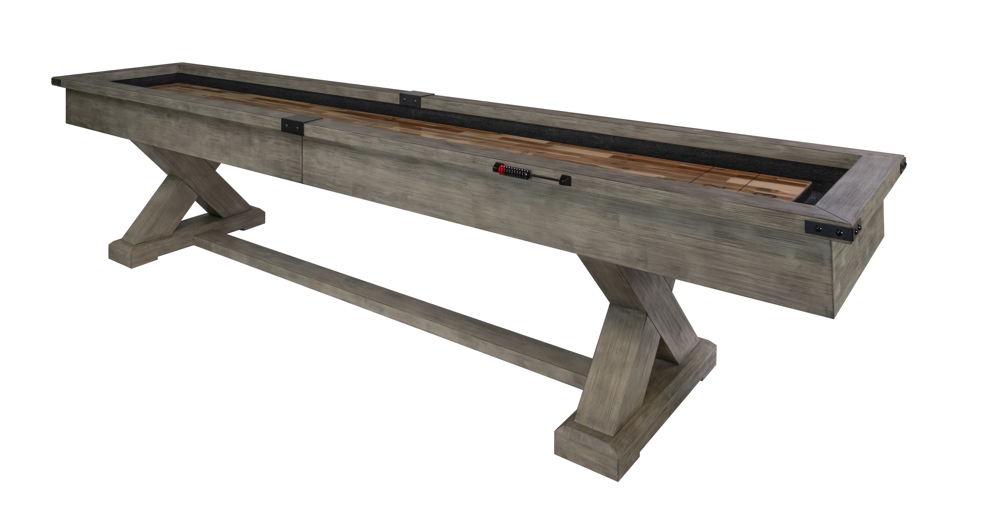 Legacy Billiards Cumberland 12 Ft Outdoor Shuffleboard in Ash Grey Finish Angle View