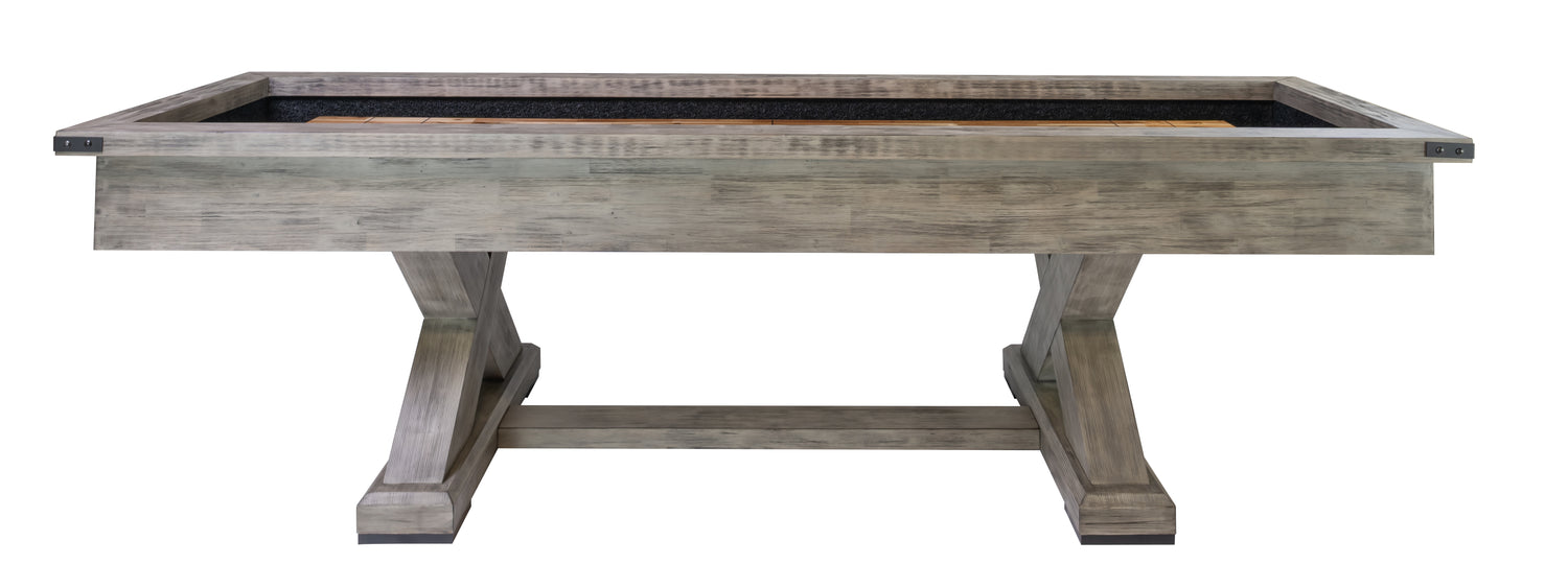 Legacy Billiards Cumberland 9 Ft Outdoor Shuffleboard Table in Ash Grey Finish Side View