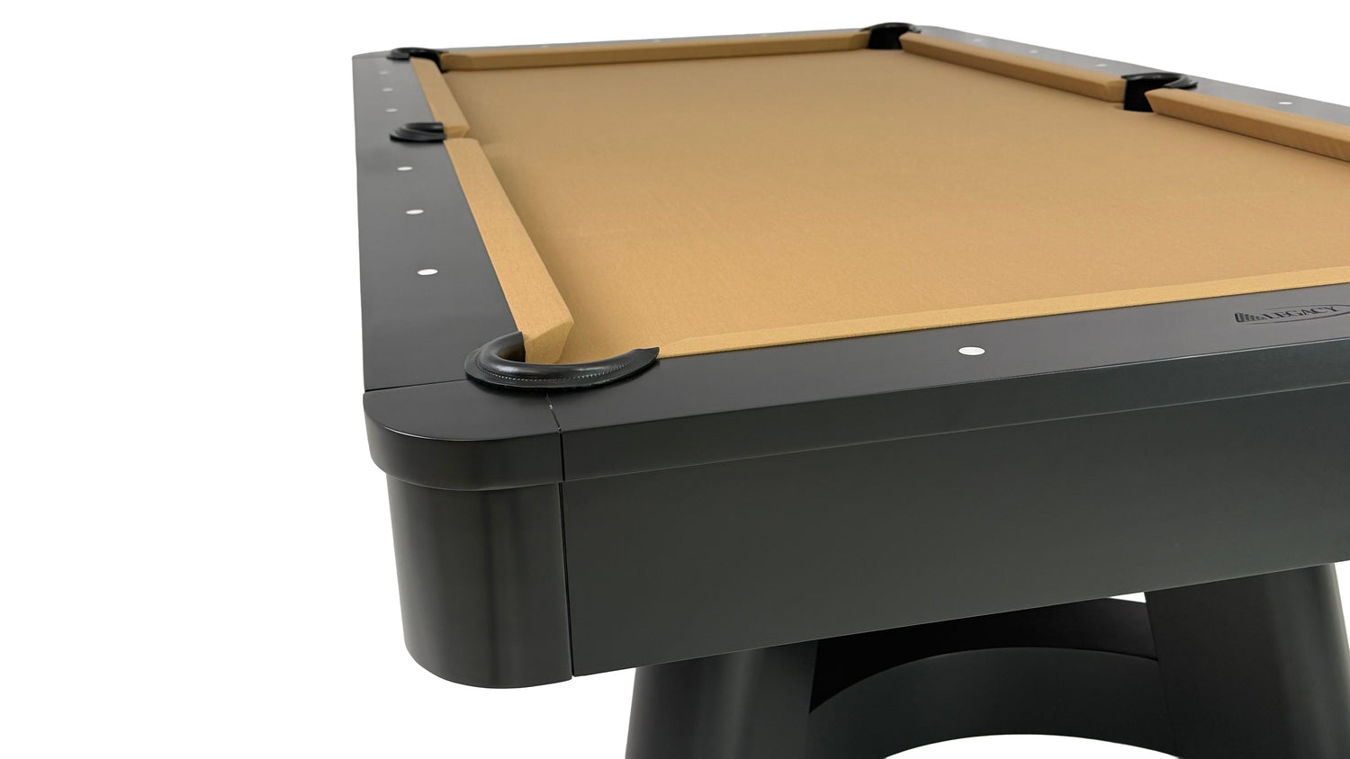 Legacy Billiards Dunbar Pool Table in Raven Finish with Desert Cloth - Rail View