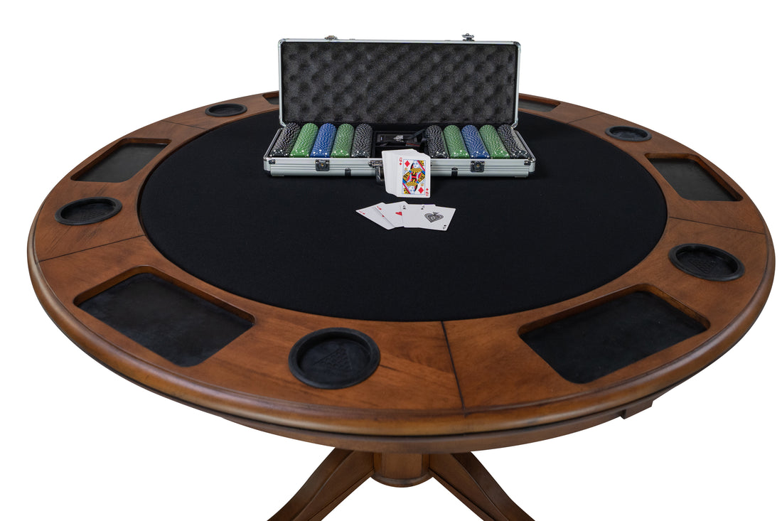 Legacy Billiards Elite 2 in 1 Game Table in Walnut Finish Poker Top with Chips