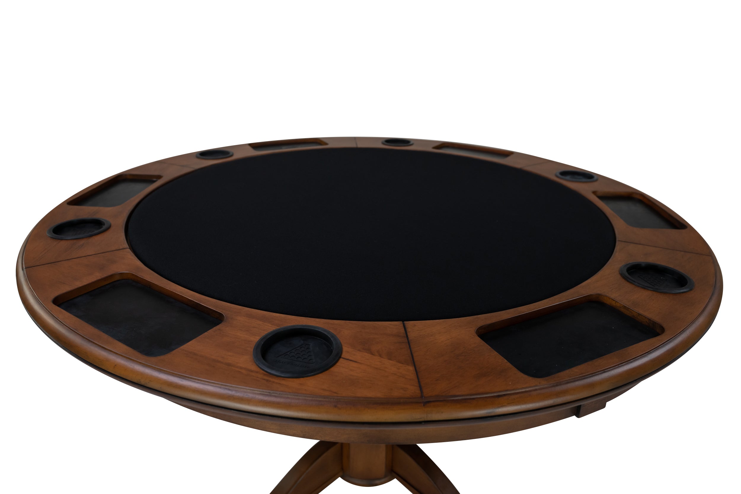 Legacy Billiards Elite 2 in 1 Game Table in Walnut Finish Poker Top Closeup