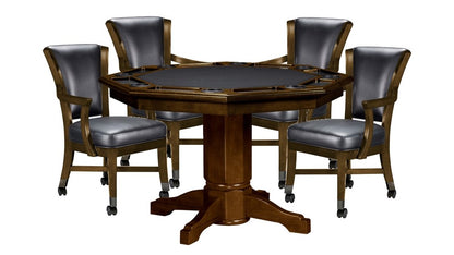 Legacy Billiards Classic 2 in 1 Game Table in Nutmeg Finish with 4 Elite Caster Game Chairs