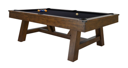 Legacy Billiards Emory 8 Ft Pool Table in Gunshot Finish with Racked Pool Balls