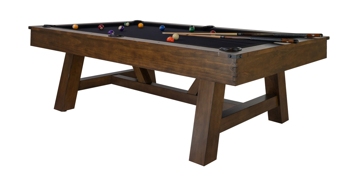 Legacy Billiards Emory 8 Ft Pool Table in Gunshot Finish with Pool Balls and Cues