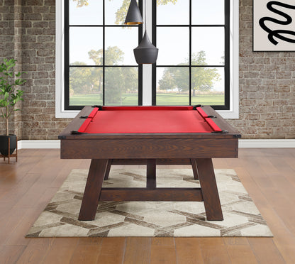Legacy Billiards Emory Pool Table in Whiskey Barrel Finish Room Scene - End View
