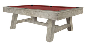 Legacy Billiards Emory 8 Ft Outdoor Pool Table in Ash Grey Finish with Burgundy Cloth