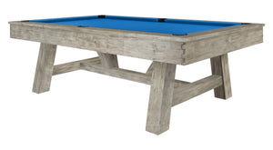 Legacy Billiards Emory 8 Ft Outdoor Pool Table in Ash Grey Finish with Royal Blue Cloth