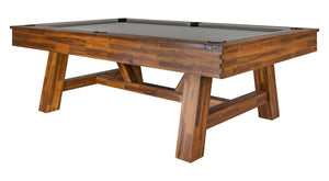 Legacy Billiards Emory 8 Ft Outdoor Pool Table in Natural Acacia Finish with Charcoal Cloth