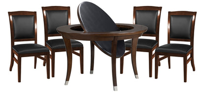 Legacy Billiards Sterling 54 Inch Flip Top Game Table with 4 Heritage Dining Chairs in Nutmeg Finish - Primary Image