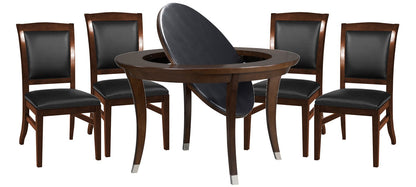 Legacy Billiards Sterling 54 Inch Flip Top Game Table with 4 Heritage Dining Chairs in Nutmeg Finish