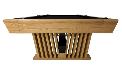 Legacy Billiards Forge Pool Table in Honey Ash Finish with Black Cloth - End View