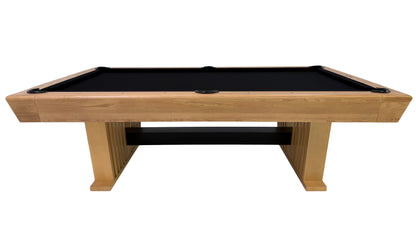Legacy Billiards Forge Pool Table in Honey Ash Finish with Black Cloth - Side View