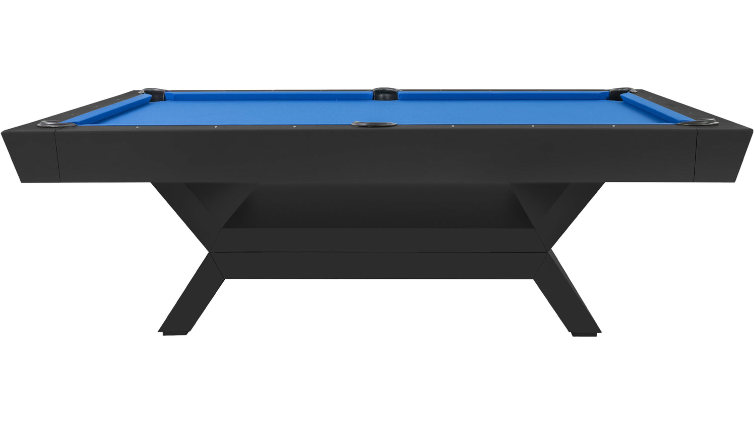 Legacy Billiards Holston Pool Table in Raven Finish with Blue Cloth - Side View