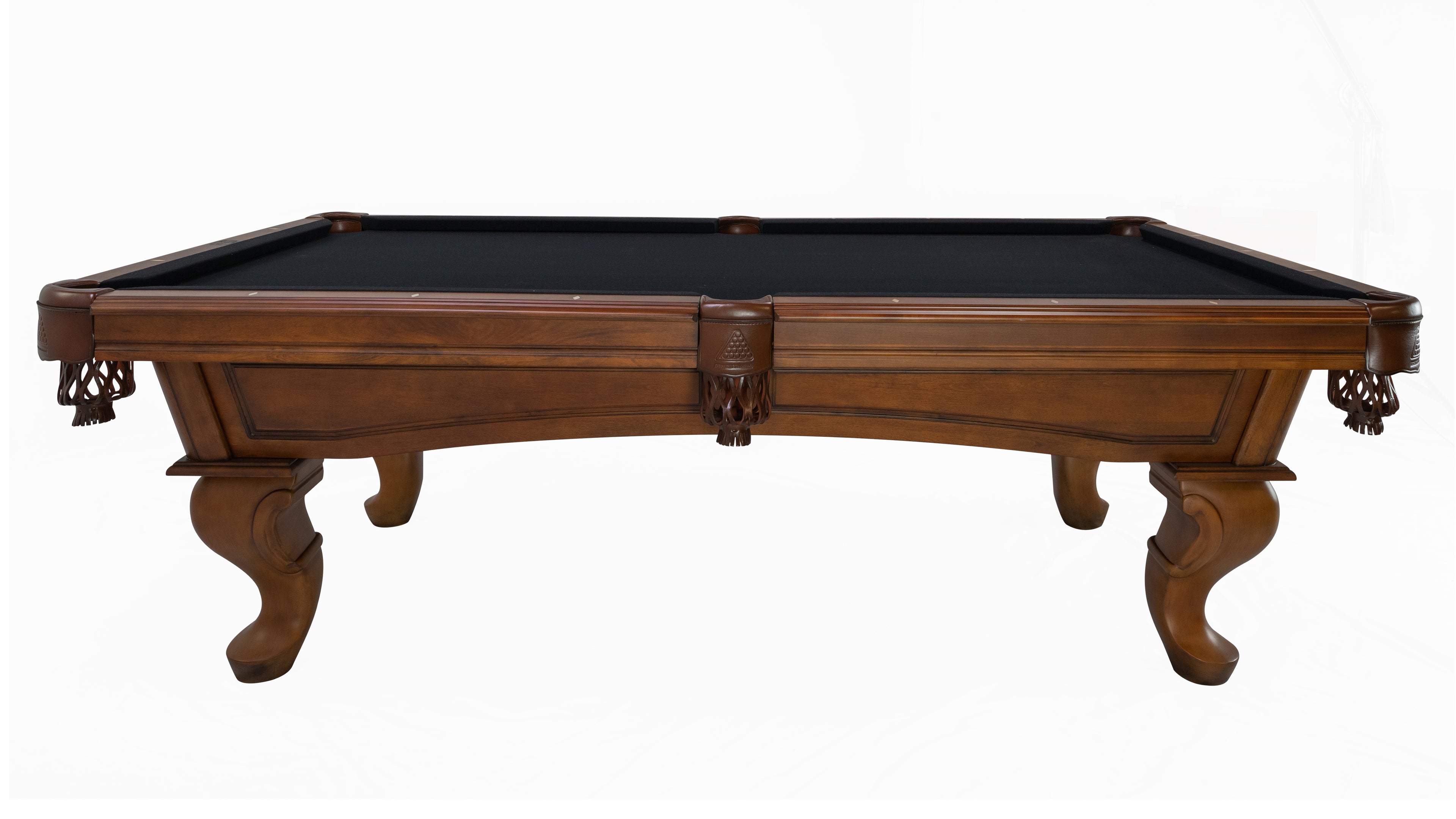 Legacy Billiards Mallory Pool Table in Walnut Finish with Black Cloth - Side View
