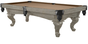 Legacy Billiards 8 Ft Mallory Pool Table in Overcast Finish with Desert Cloth