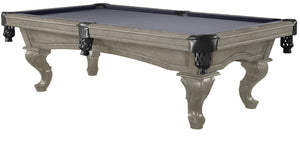 Legacy Billiards 8 Ft Mallory Pool Table in Overcast Finish with Grey Cloth