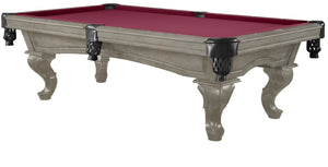 Legacy Billiards 7 Ft Mallory Pool Table in Overcast Finish with Wine Cloth