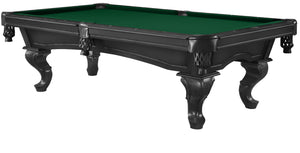 Legacy Billiards 8 Ft Mallory Pool Table in Raven Finish with Dark Green Cloth