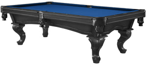 Legacy Billiards 8 Ft Mallory Pool Table in Raven Finish with Euro Blue Cloth