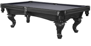 Legacy Billiards 8 Ft Mallory Pool Table in Raven Finish with Grey Cloth