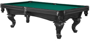 Legacy Billiards 7 Ft Mallory Pool Table in Raven Finish with Traditional Green Cloth