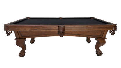 Legacy Billiards Megan Pool Table in Walnut Finish with Black Cloth - Side View