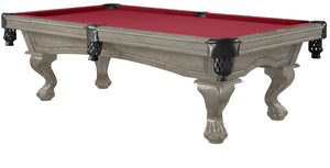 Legacy Billiards 8 Ft Megan Pool Table in Overcast Finish with Legacy Red Cloth