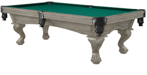 Legacy Billiards 8 Ft Megan Pool Table in Overcast Finish with Traditional Green Cloth